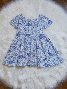 Tea Collection Blue and White Floral Dress Size 4
